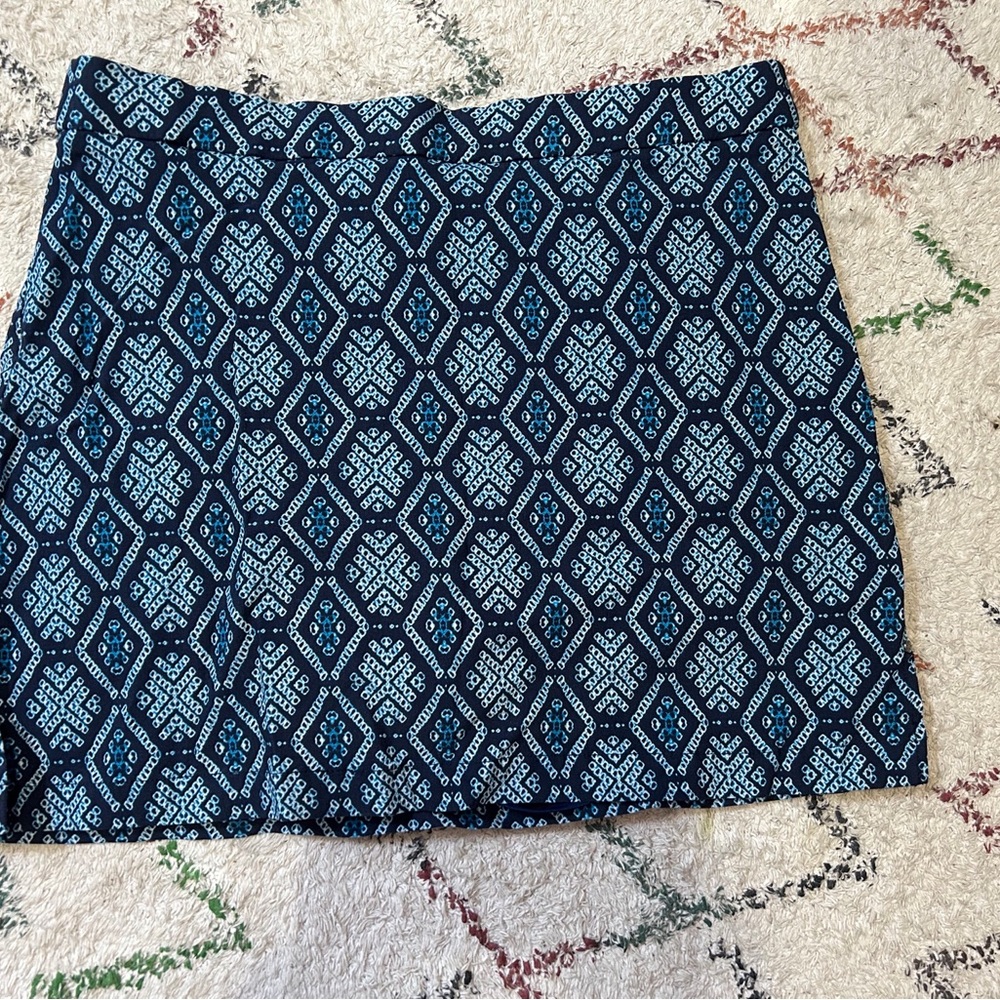 Rafaella Geometric Blue and White Mini Skirt